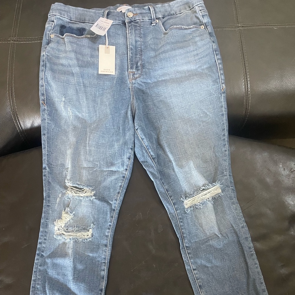 Good American good waist chewed hem blue 389  with tags